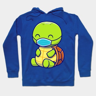 Cute Turtle Wearing Mask Cartoon Hoodie